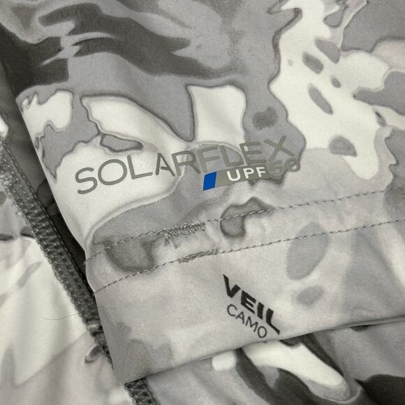 Simms SolarFlex Veil Camo Mens Large Long Sleeve Shirt Gray White Fishing UPF50 - Picture 4 of 8